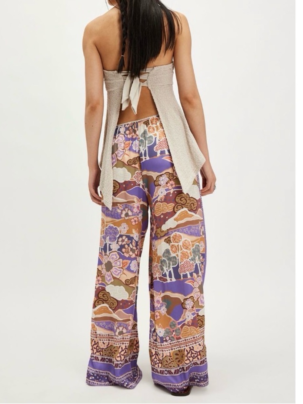 Spell Wide Leg Pant & Top Dancing Valley 2 Piece Organic Cotton Linen L - Picture 2 of 16
